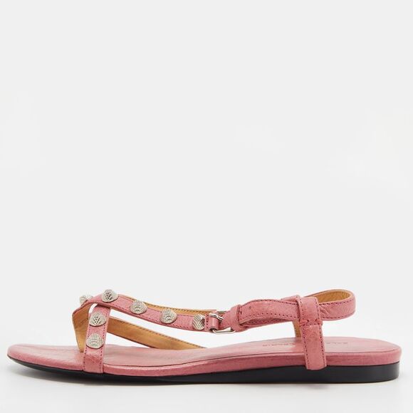 Balenciaga Pink Leather Arena Flat Sandals Size 36 - Picture 1 of 4
